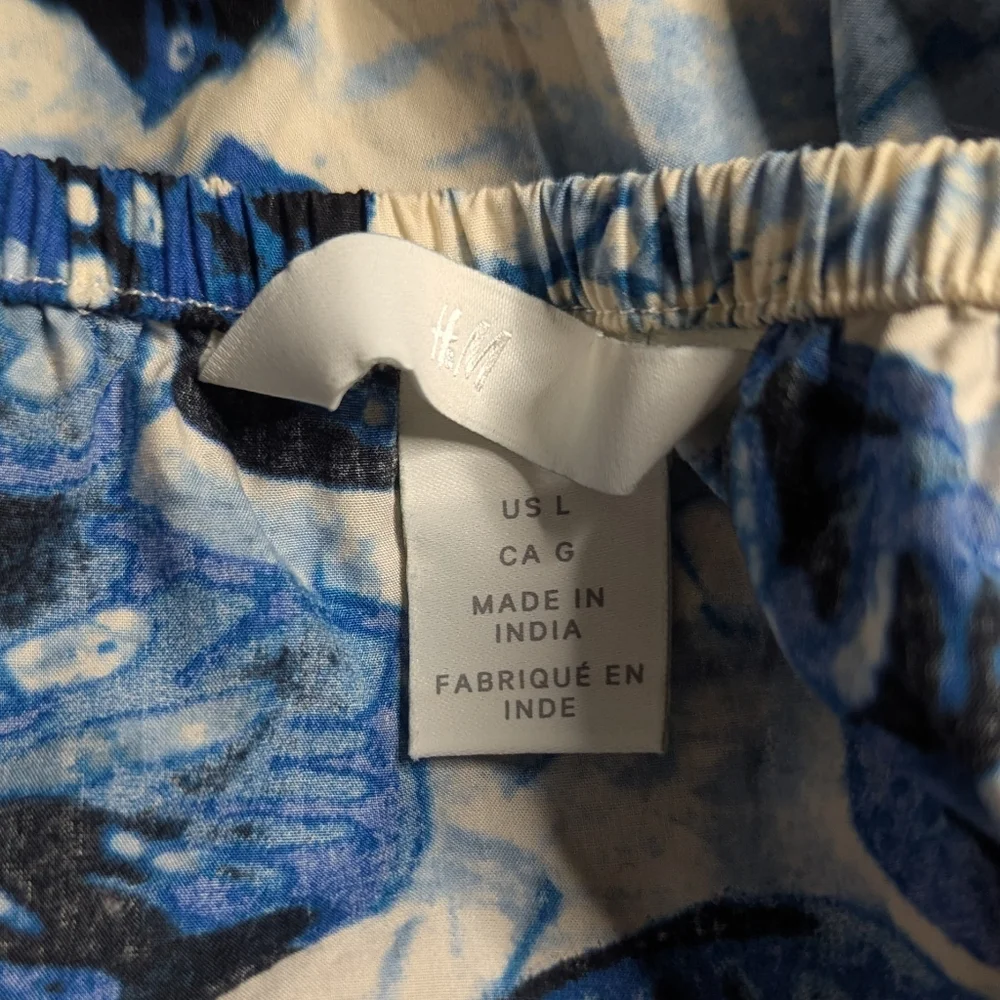 H&M Floral Puff Sleeve Cropped Top | Size L